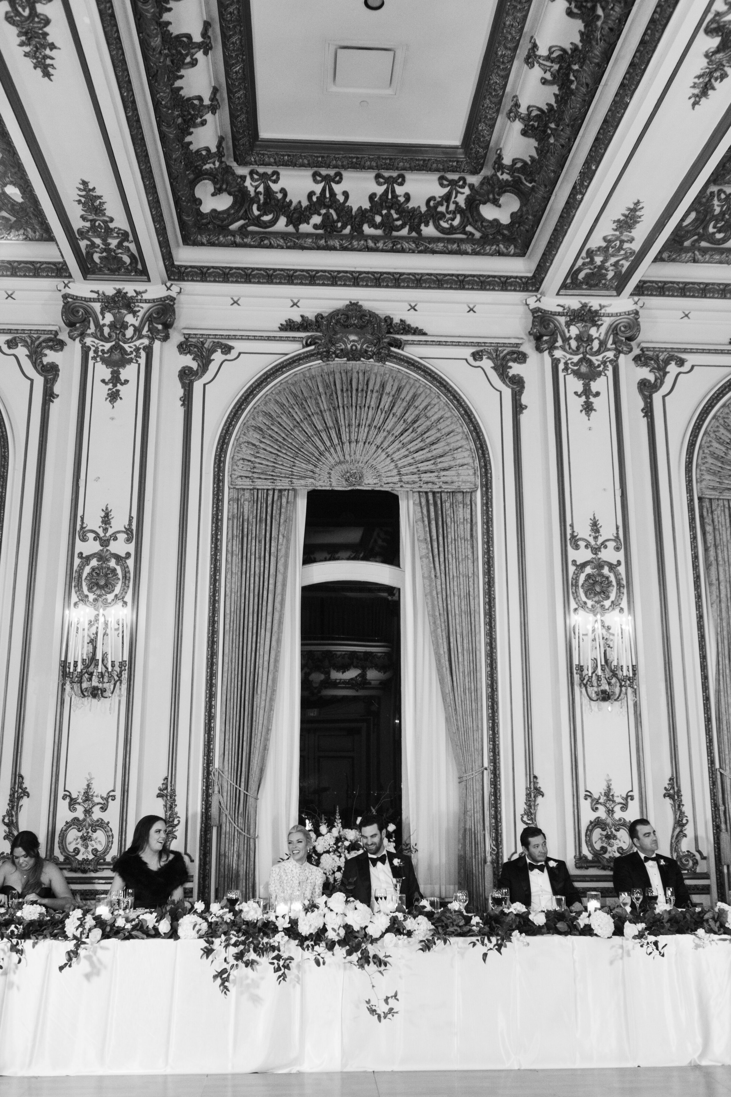 newlywed couple at reception dinner fairmont San Francisco