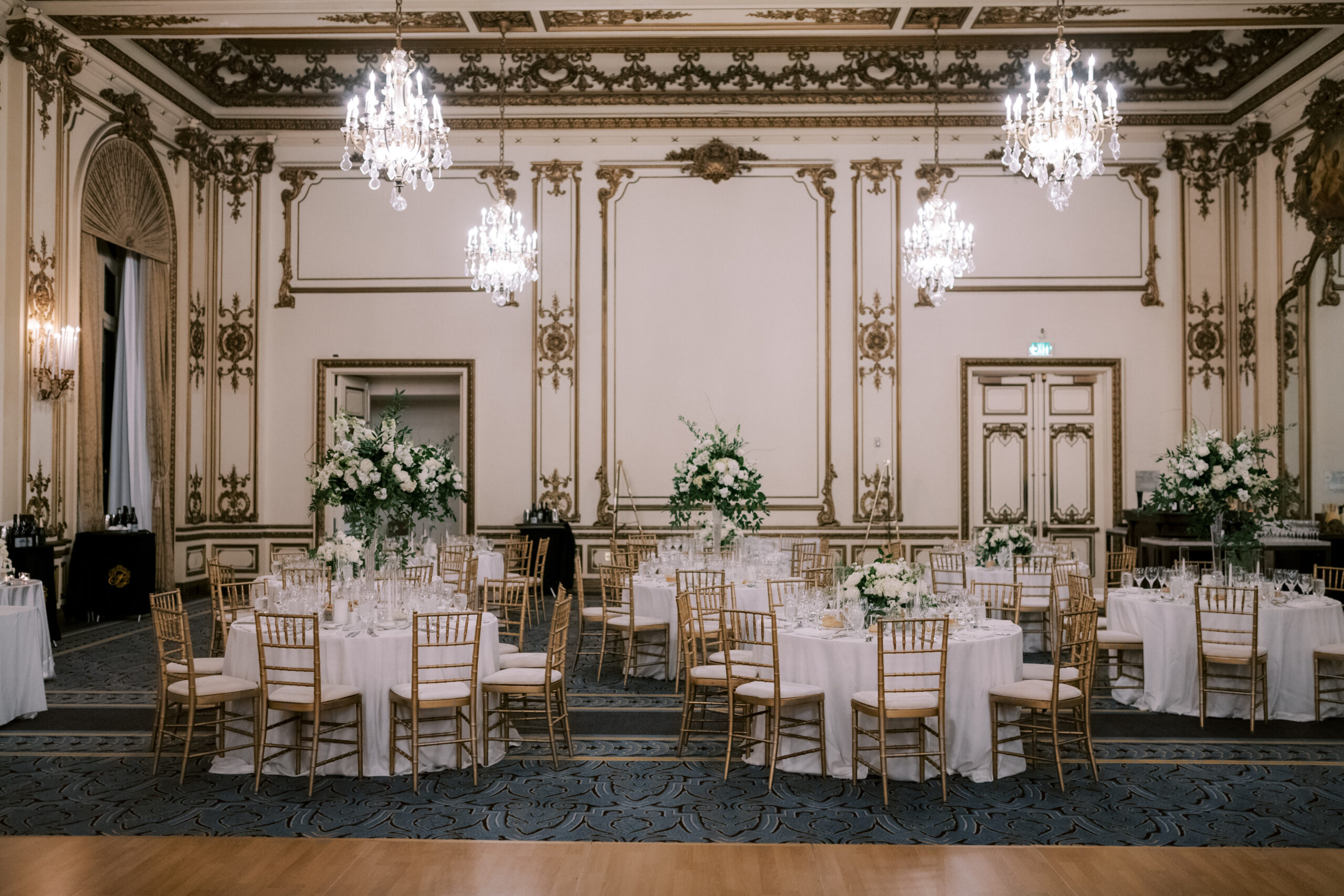 Fairmont San Francisco wedding reception ballroom details
