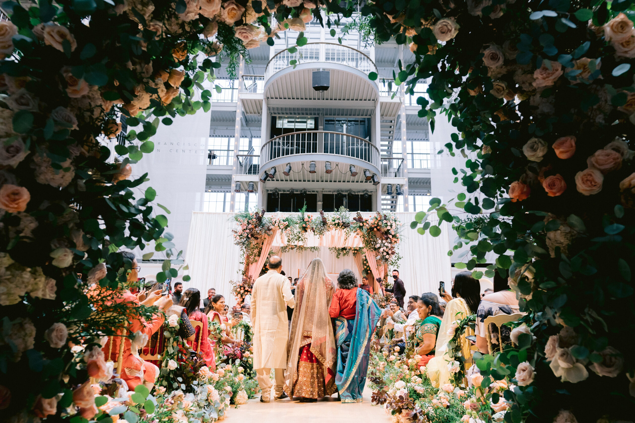 Indian wedding bridal procession at San Francisco design center galleria