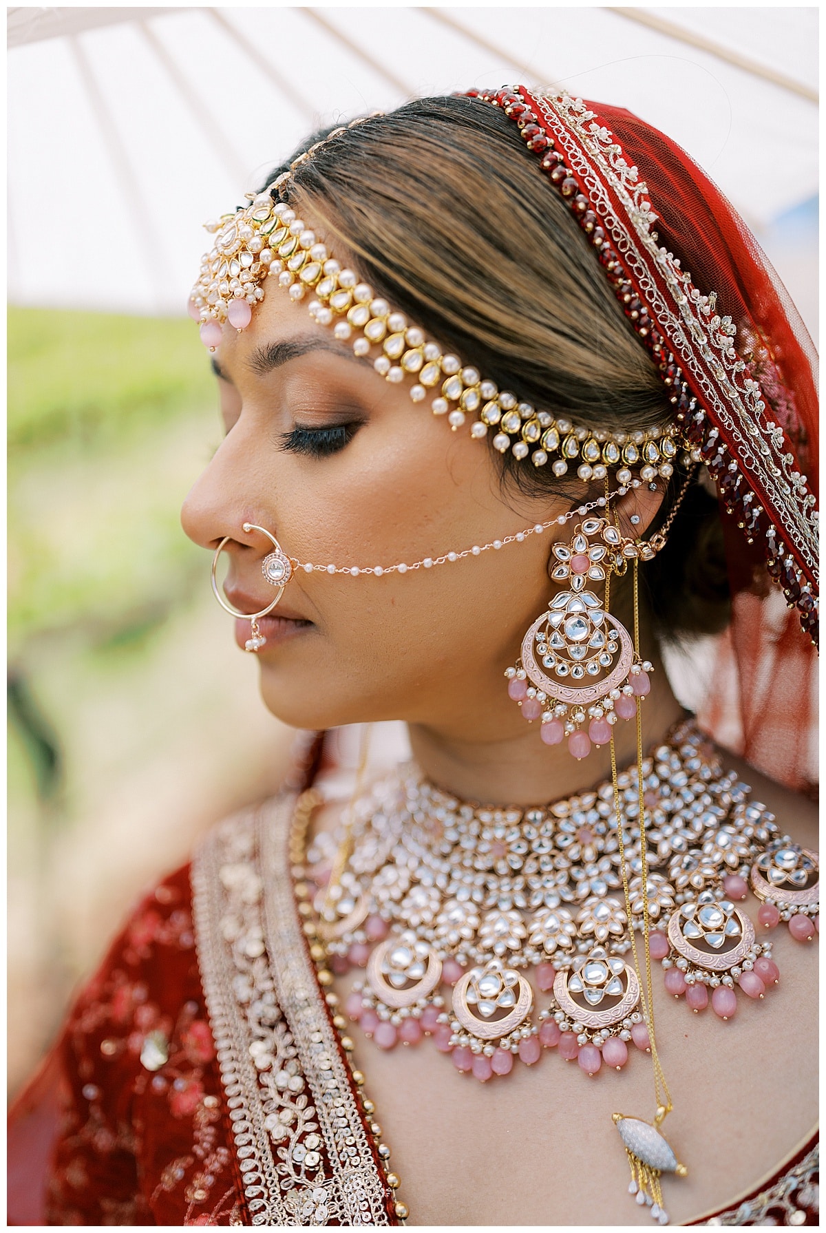 closeup portrait of indian brides details 