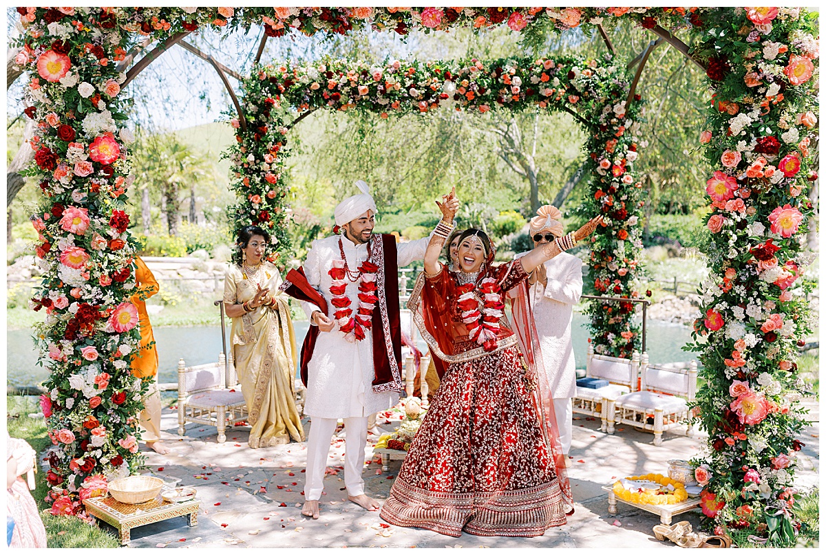 Indian couple celebrating at the mandap at Nella Terra cellars