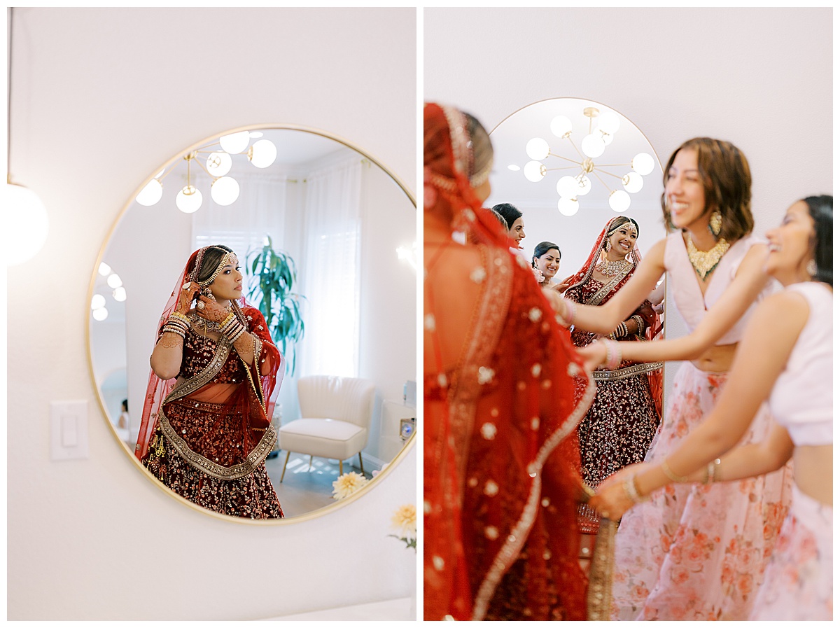 bride getting ready in bridal suite at Nella Terra cellars