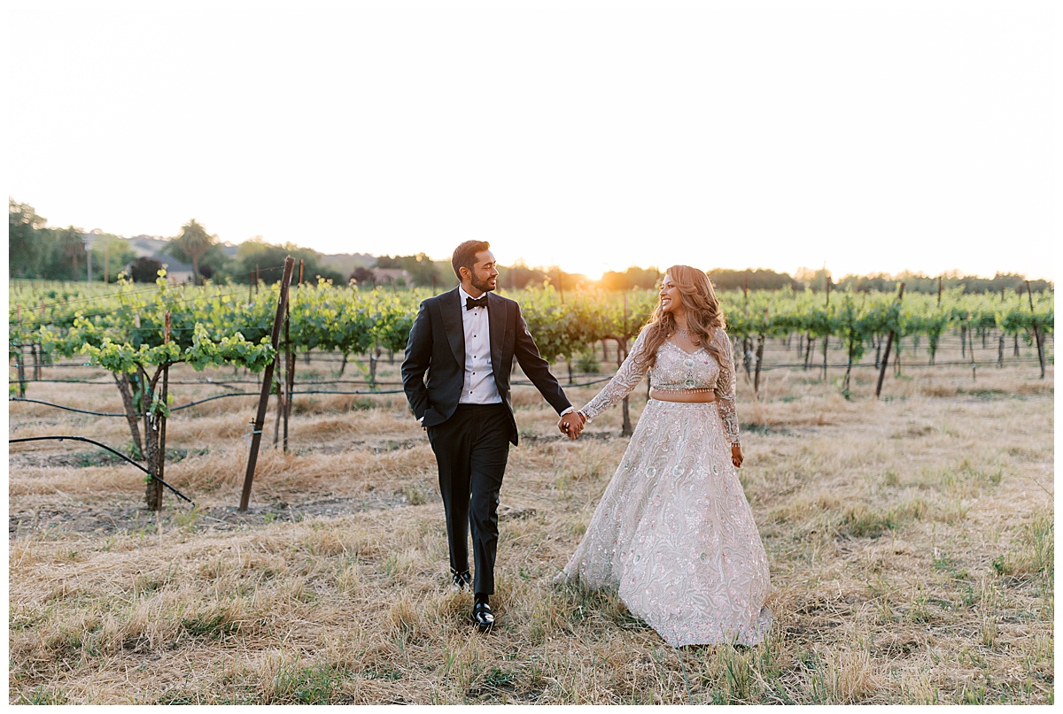 Couple at sunset Bay Area Indian Wedding Photography at Nella Terra Cellars 