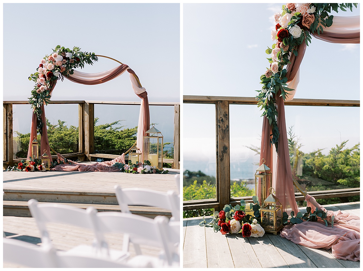 ceremony arch decor at carmel highlands Hyatt