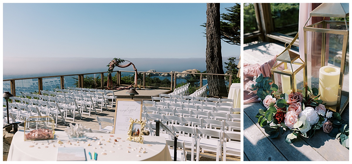 wedding ceremony decor at carmel highlands Hyatt