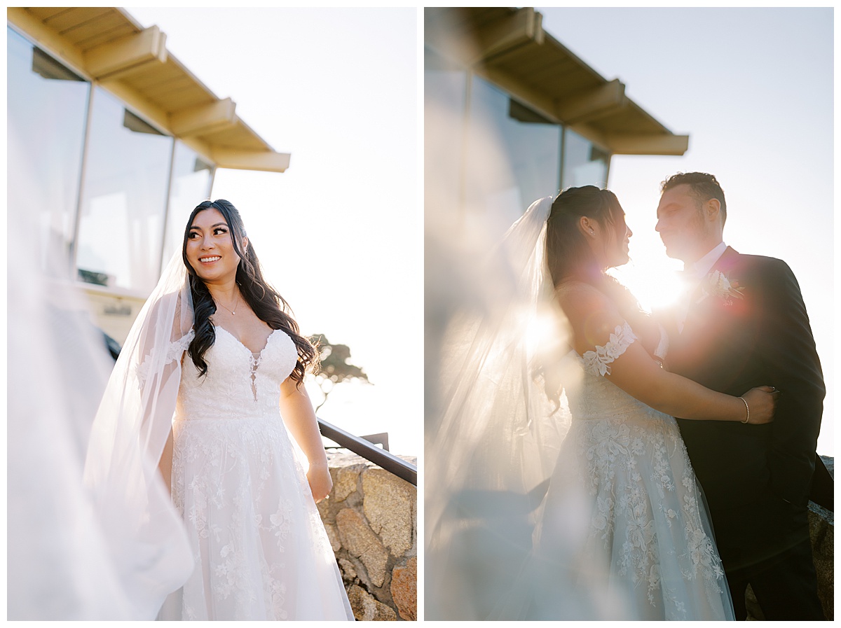 sunset portraits on deck at carmel highlands Hyatt