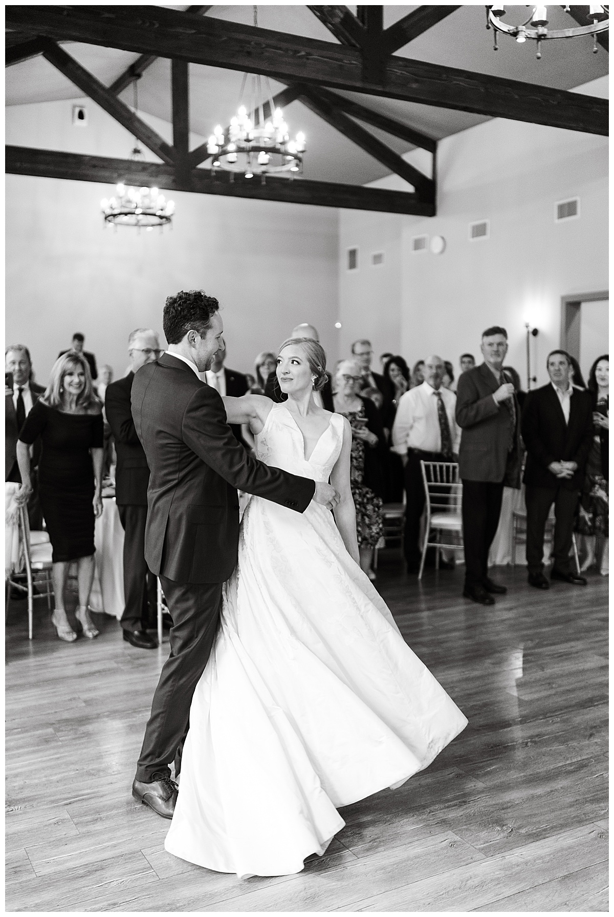 couple sharing their first dance during their reception at Oceano Hotel