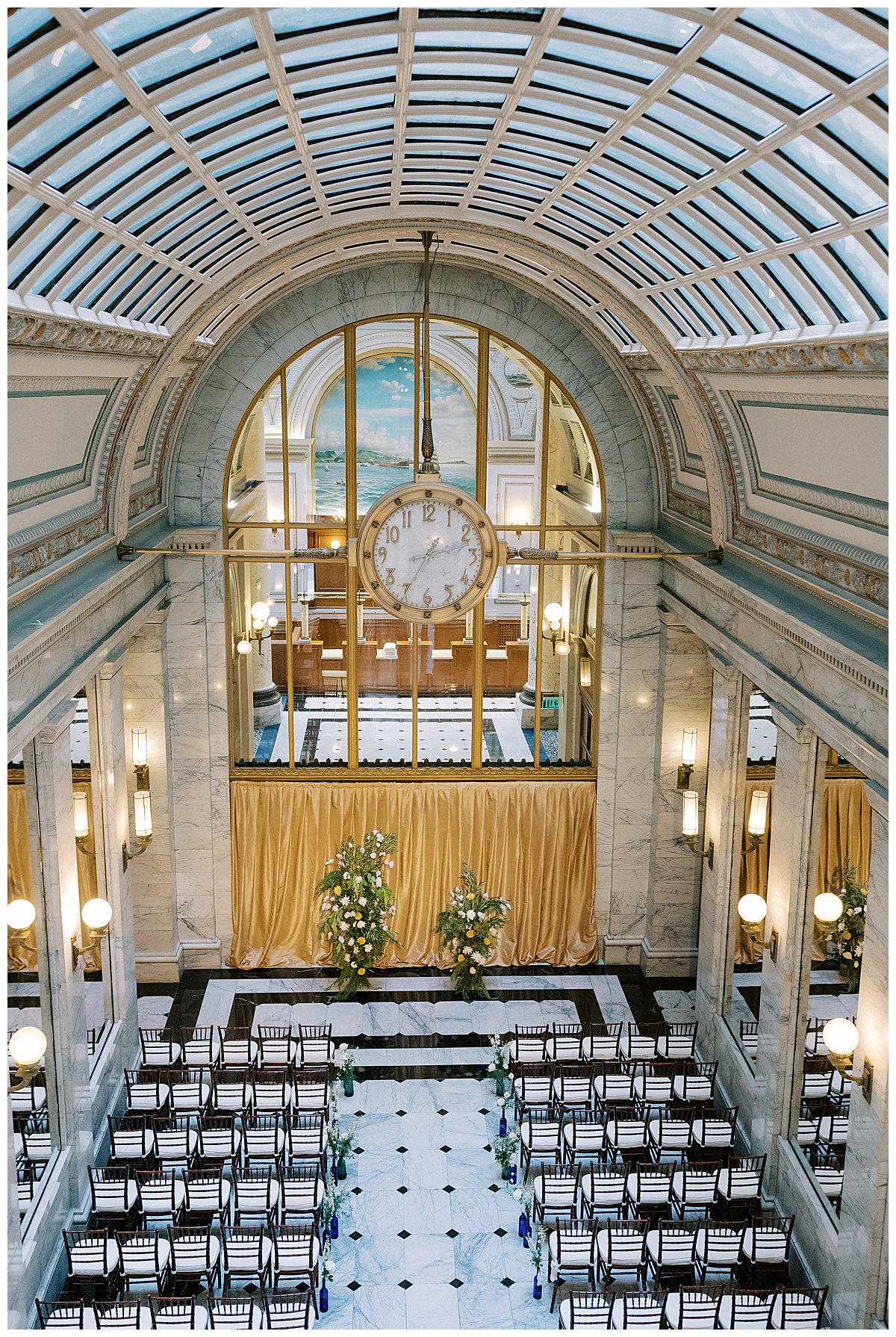 aerial photo of ceremony setup at Julia Morgan ballroom