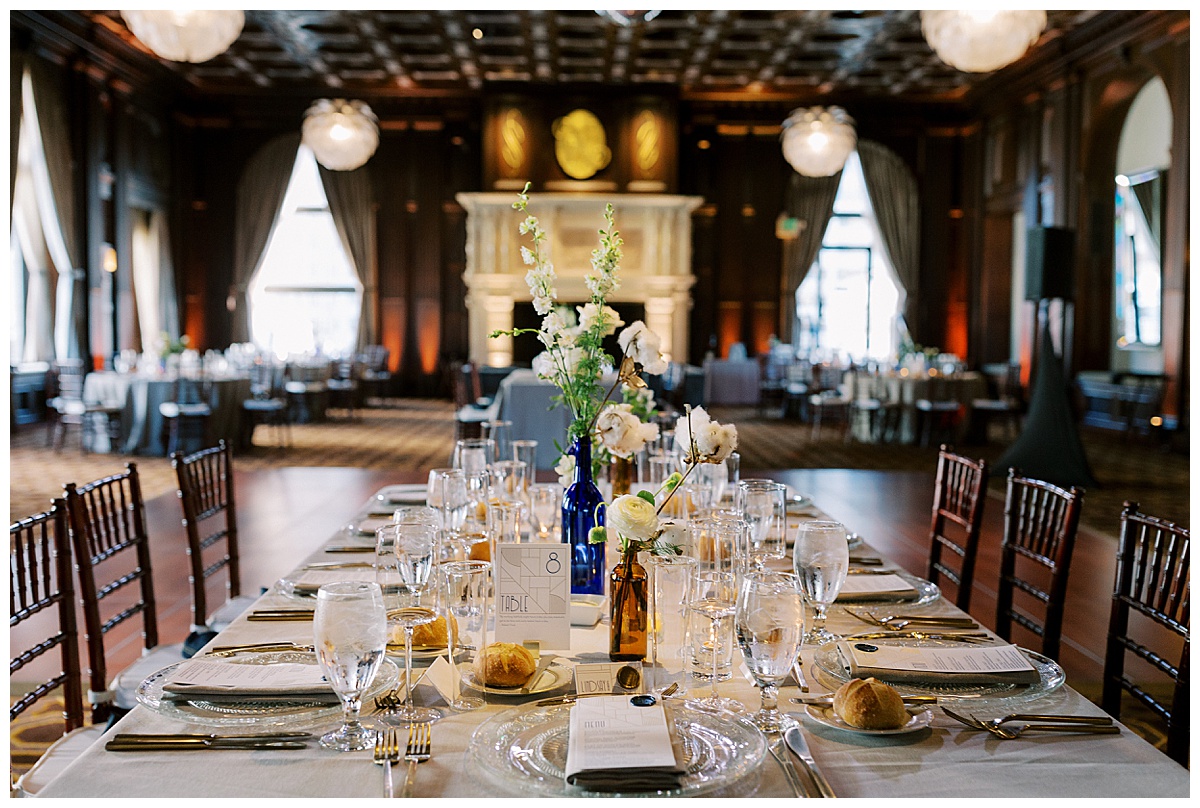 reception decor table scape at Julia Morgan ballroom
