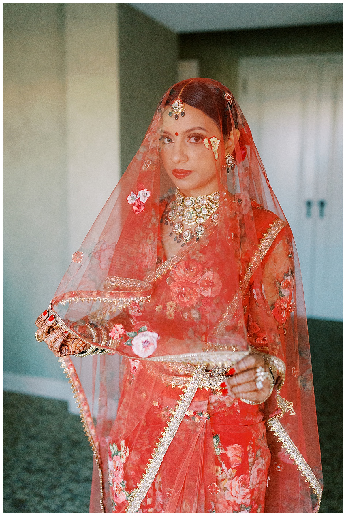 indian bride under the veil portrait