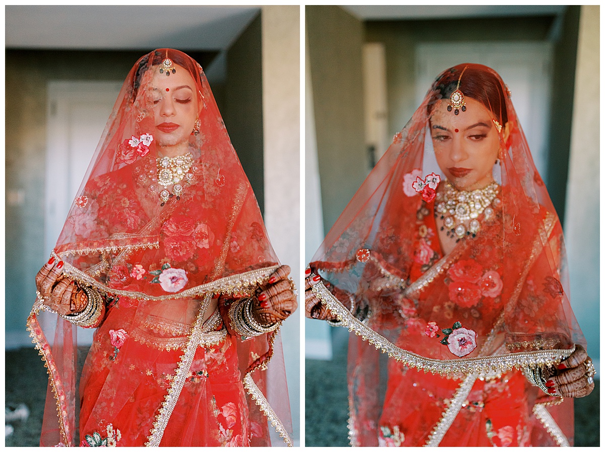 indian bride under the veil photos wearing red