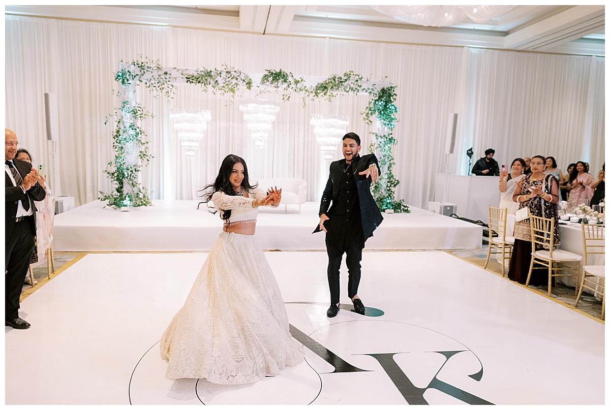 Indian bride and groom dancing at their Hyatt SFO wedding reception.