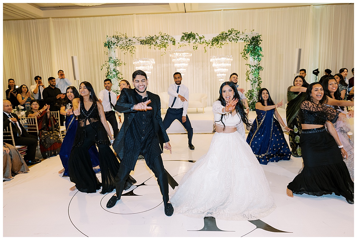 Choreographed dancing at Westin SFO wedding reception. 