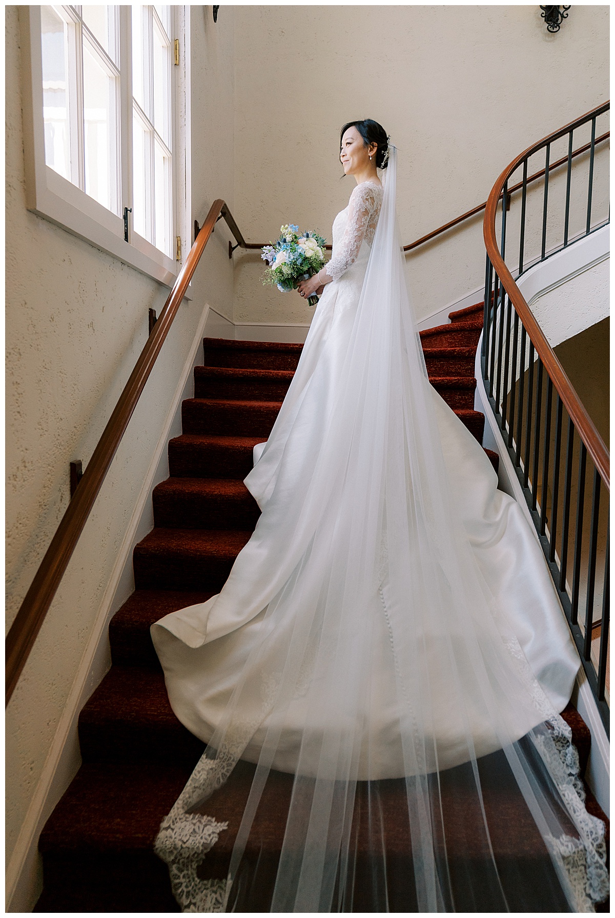 bridal portrait on staircase in the olympic club