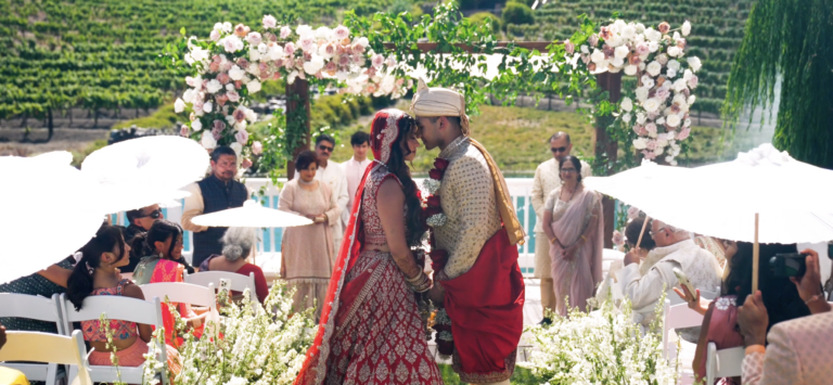 indian couple at leal vineyards wedding film