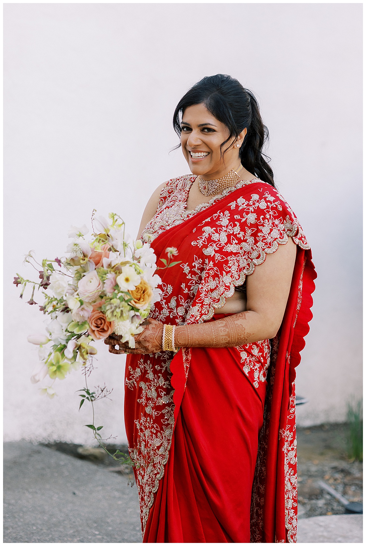 Indian bride before wedding at Wente Vineyards tasting lounge