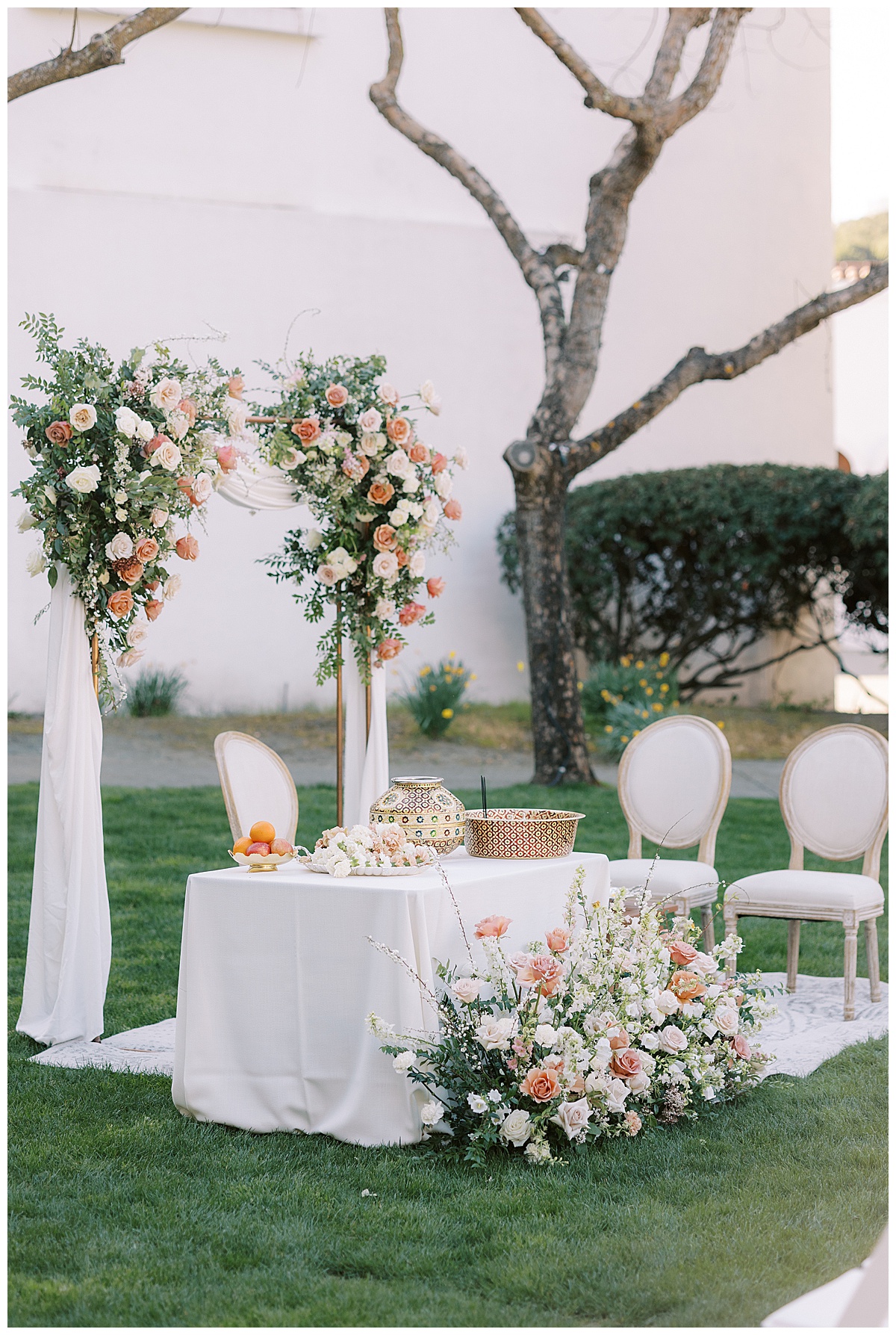 Ceremony details on Mandap at Wente Vineyards