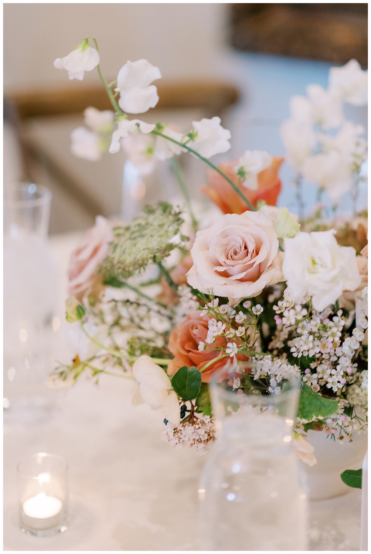 reception florals at wente