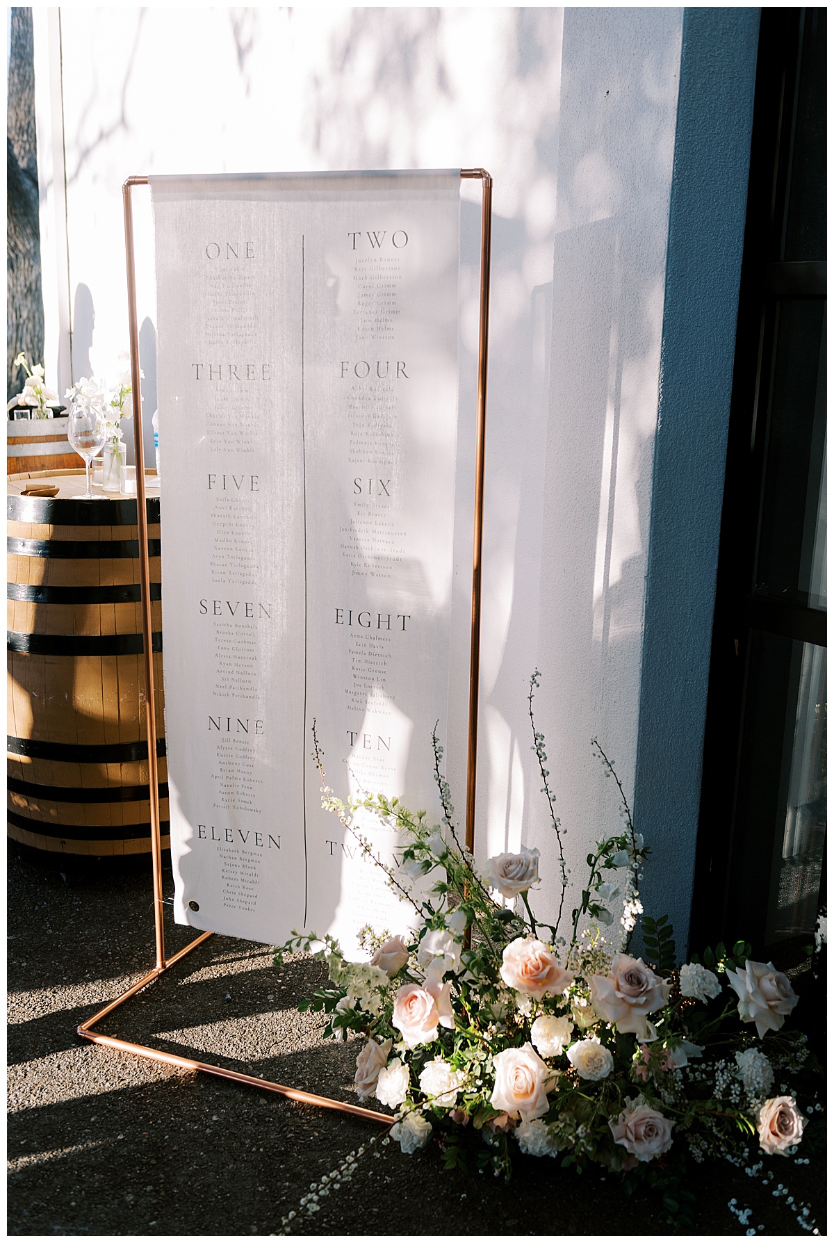 reception details at wente vineyards