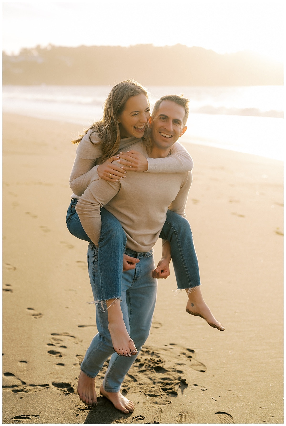 couple laughing at baker beach